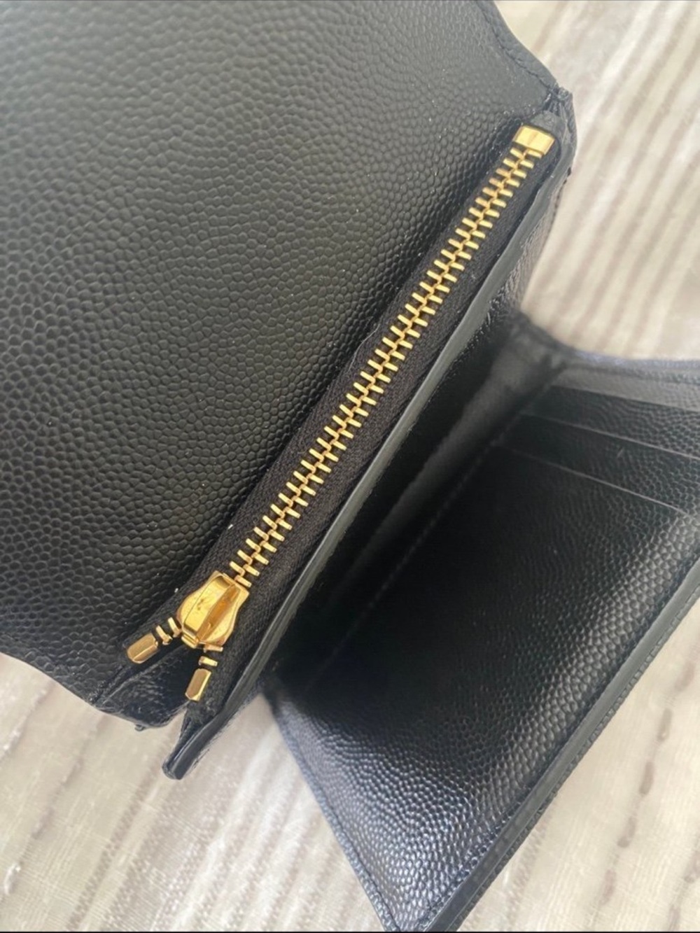 Saint Laurent Black Quilted Leather Compact Wallet with Gold YSL Logo - Picture 3 of 10